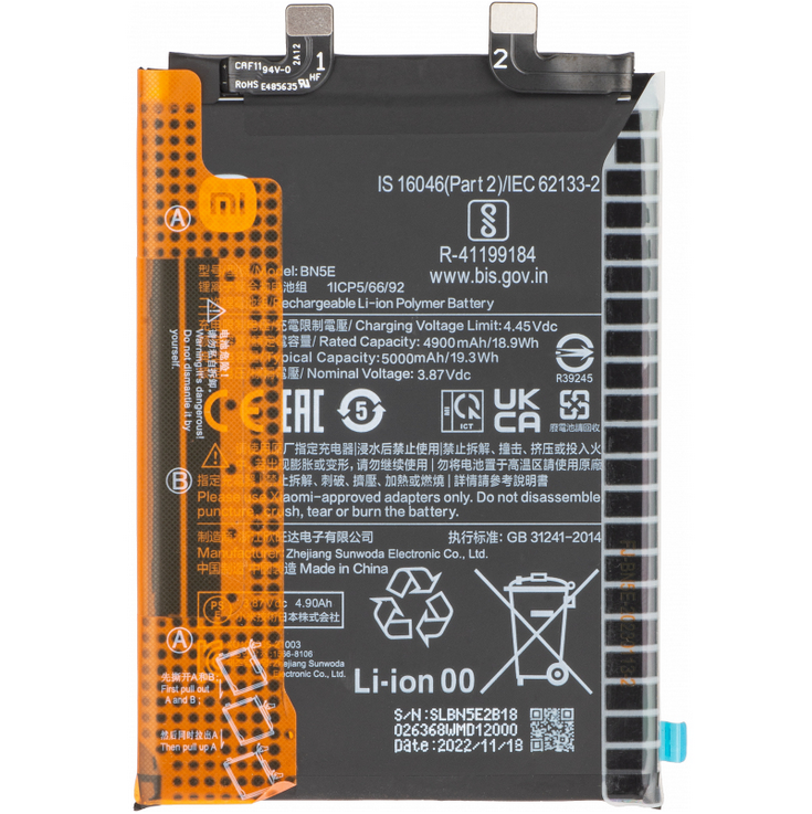 Baterie Acumulator Xiaomi Redmi Note 12 Pro 4G / Note 11 Pro 5G / Poco X4 Pro 5G, BN5E, Service Pack 1330102000076
