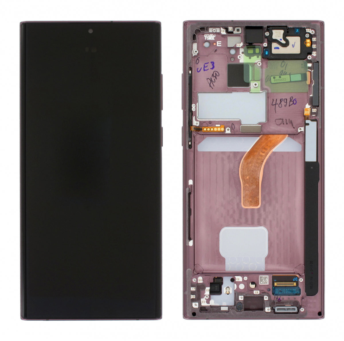 Original Display Samsung Galaxy S22 Ultra S908 cu rama, Burgundy