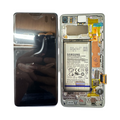 Ecran Display cu Baterie Samsung S10 G973 Alb, Rama Silver GH82-18835B