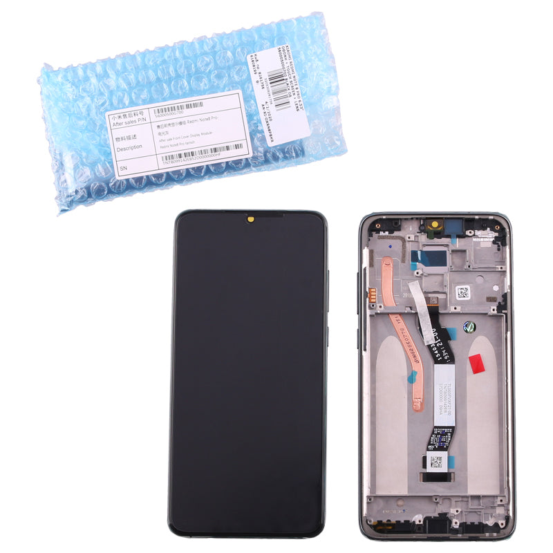Ecran Display cu Rama Xiaomi Redmi Note 8 Pro Negru, Service Pack