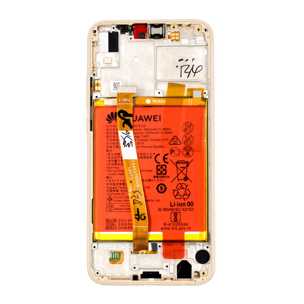 Ecran Display Huawei P20 Lite Service Pack + Rama + Acumulator + difuzor Original GOLD - imagine 3
