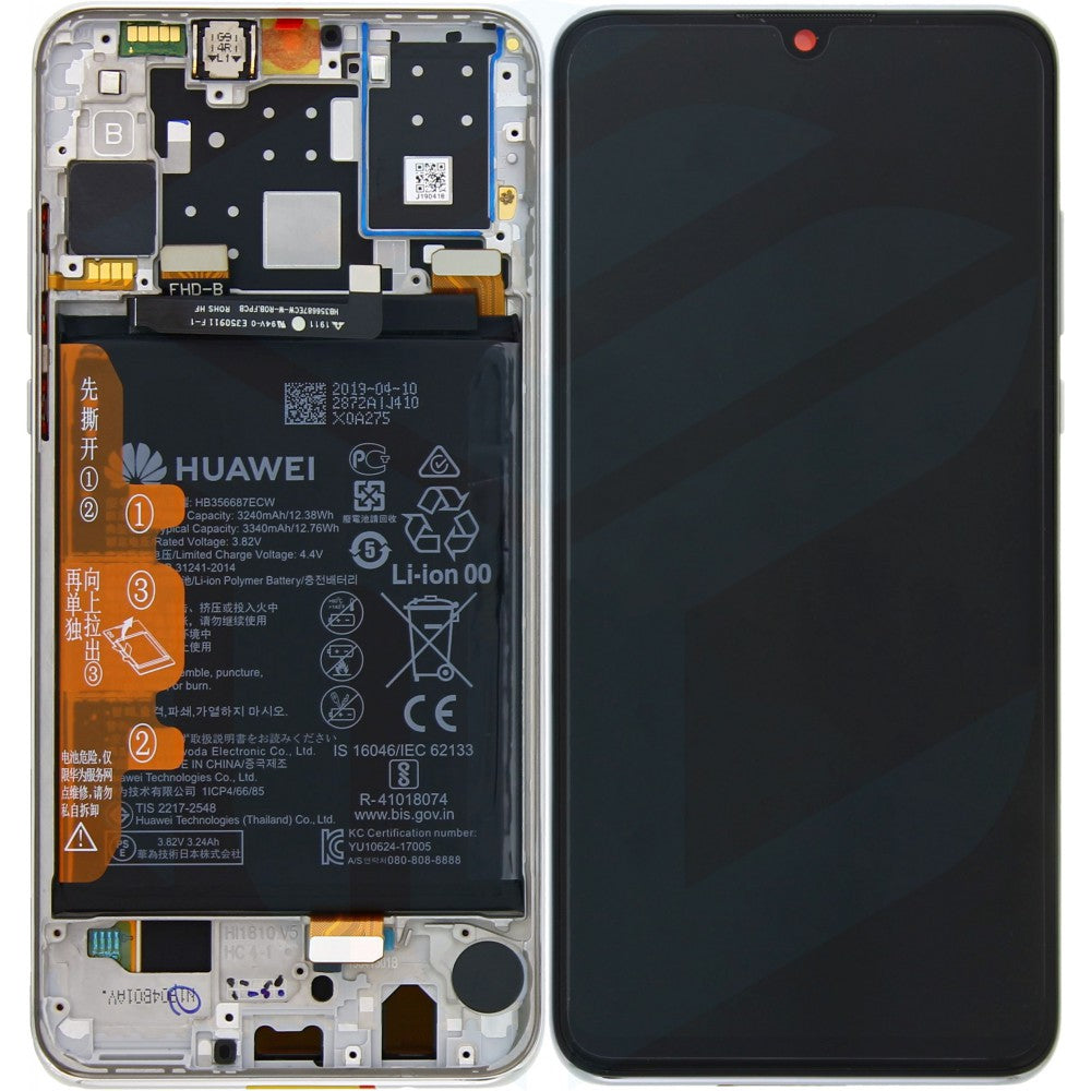 Ecran Display Huawei P30 Lite Service Pack + Acumulator, White, MAR-LX1 / MAR-LX1A / MAR-L21