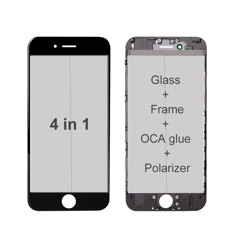 Sticla Geam cu rama Oca si polarizator pentru Iphone 8 Plus Negru