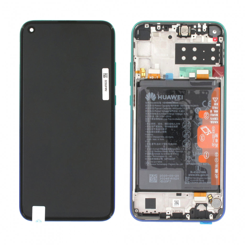 Original Display Huawei P40 Lite E Aurora Blue Original Service Pack cu rama si Acumulator