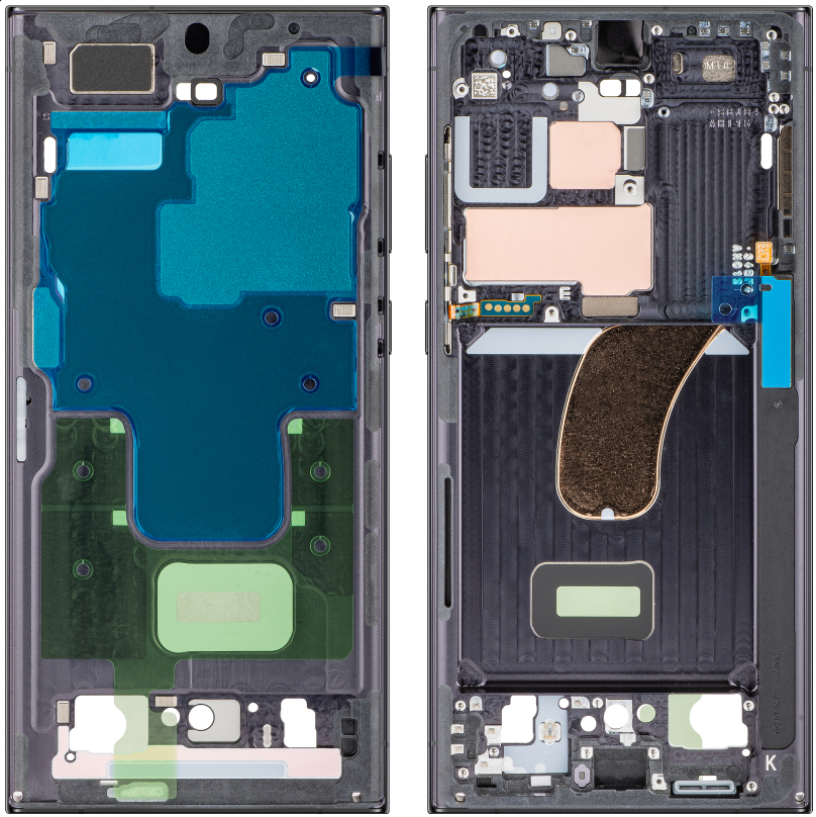 Rama / Carcasa / Mijloc, ecran Samsung Galaxy S23 Ultra, Original Service Pack, Negru Phantom Black
